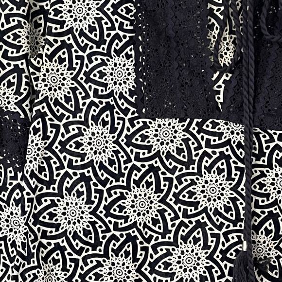Tory Burch Boho Floral Lace Trim Top Long Sleeve Blouse Size 6 - Picture 8 of 10
